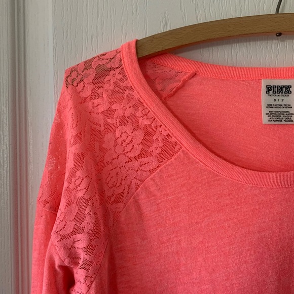 Victoria’s Secret PINK neon lace shoulder top - Picture 3 of 6